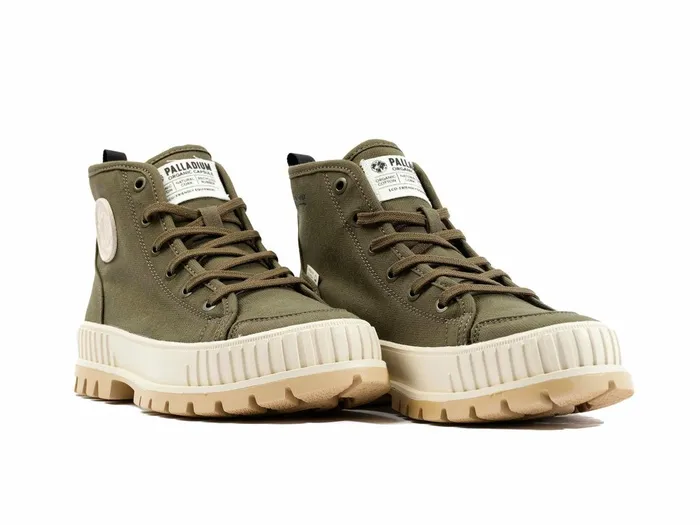 Kids Palladium Boots Pallashock Organic 2 Olive Night