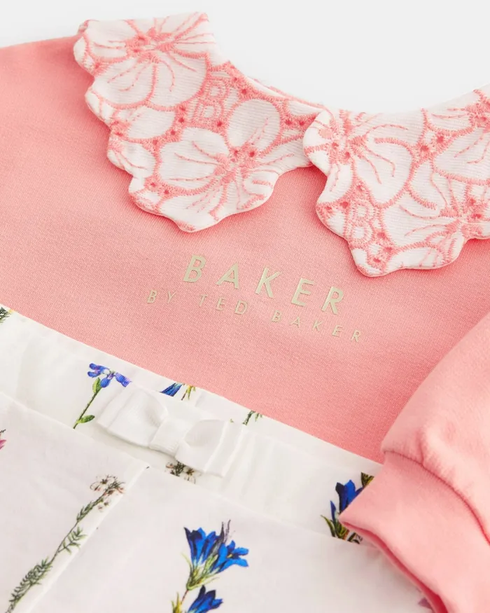 Kids SABELHA 8211 Collared Sweater And Printed Leggings Set Coral Ted Baker Playsuits and Sets