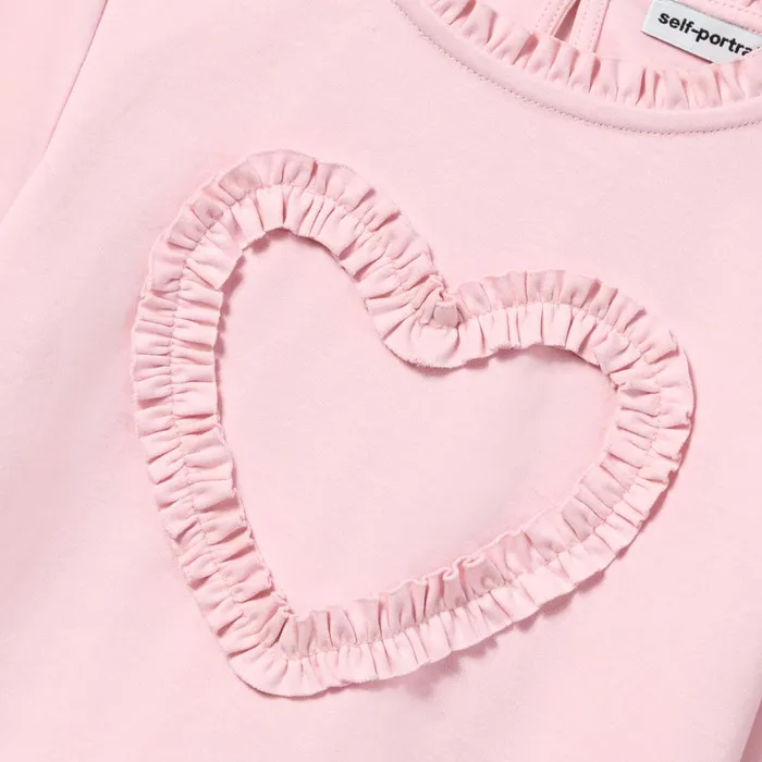 Kids Self Portrait Pink Jersey Ruffle Heart Top