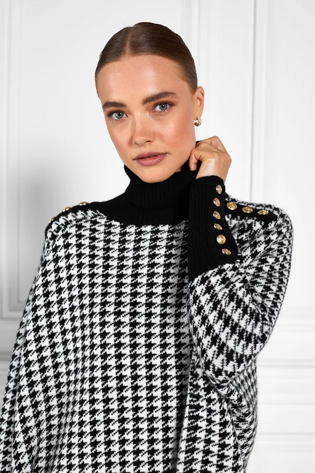 Kingsbury Cape Knit Houndstooth Women Holland Cooper Knitwear