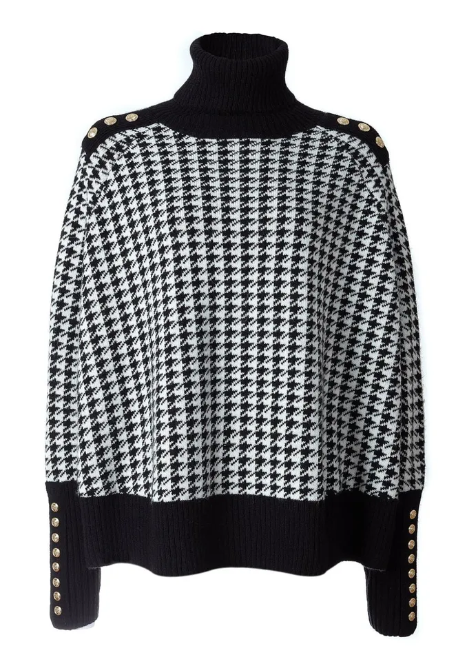Kingsbury Cape Knit Houndstooth Women Holland Cooper Knitwear