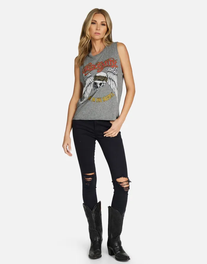 Kinzington Aerosmith Skull Heather Grey Women039s Lauren Moshi Tanks