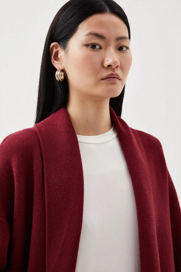 Knit Coatigan Oxblood Women Karen Millen Coats and Jackets