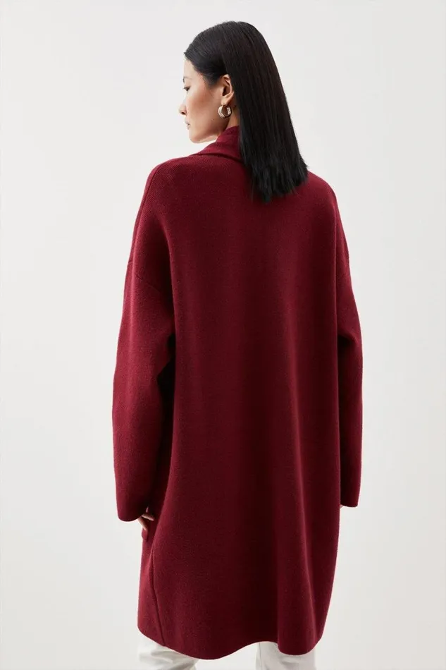 Knit Coatigan Oxblood Women Karen Millen Coats and Jackets