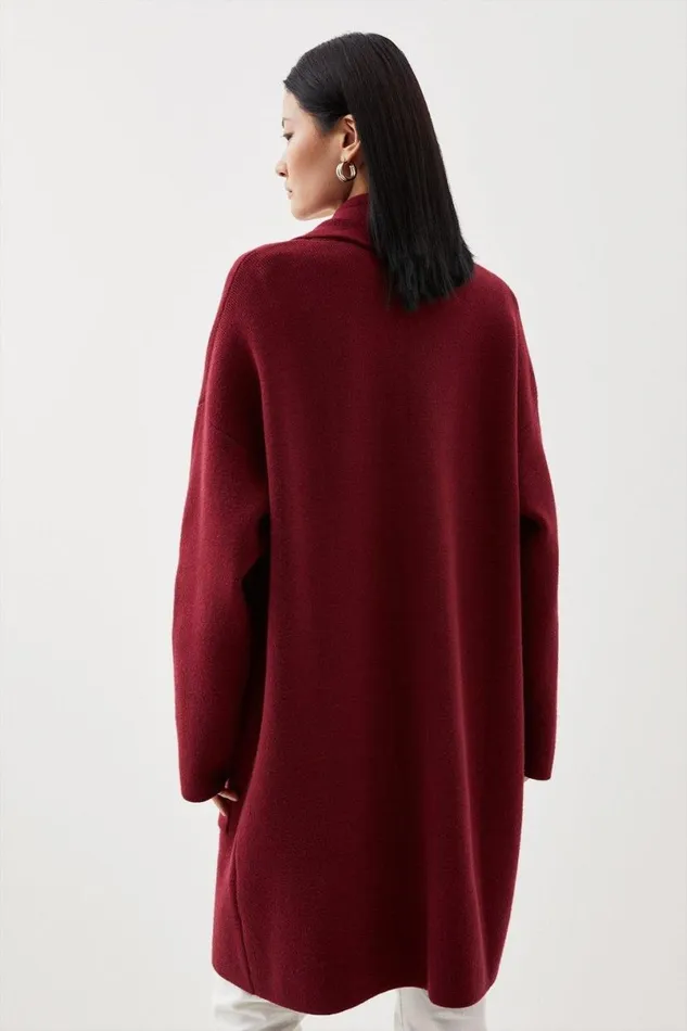 Knit Coatigan Oxblood Women Karen Millen Coats and Jackets