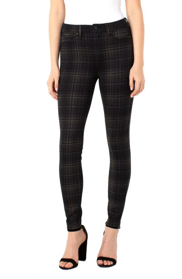 Knit Leggings Women Liverpool Los Angeles Madonna Legging Tan Black Glen Plaid
