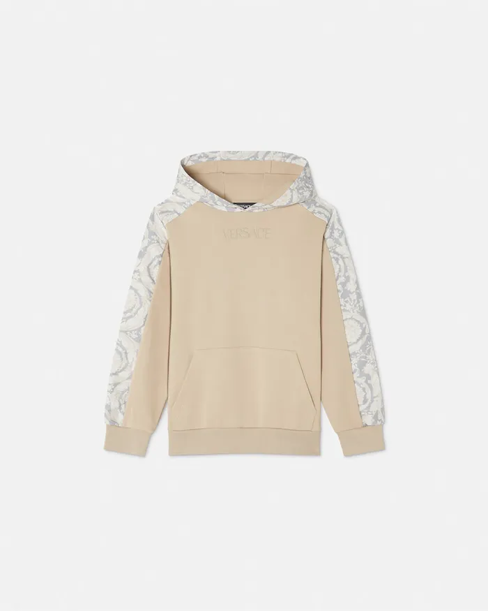 Knitwear and Sweatshirts Kids Versace Barocco Baby Paneled Hoodie Beigeprint