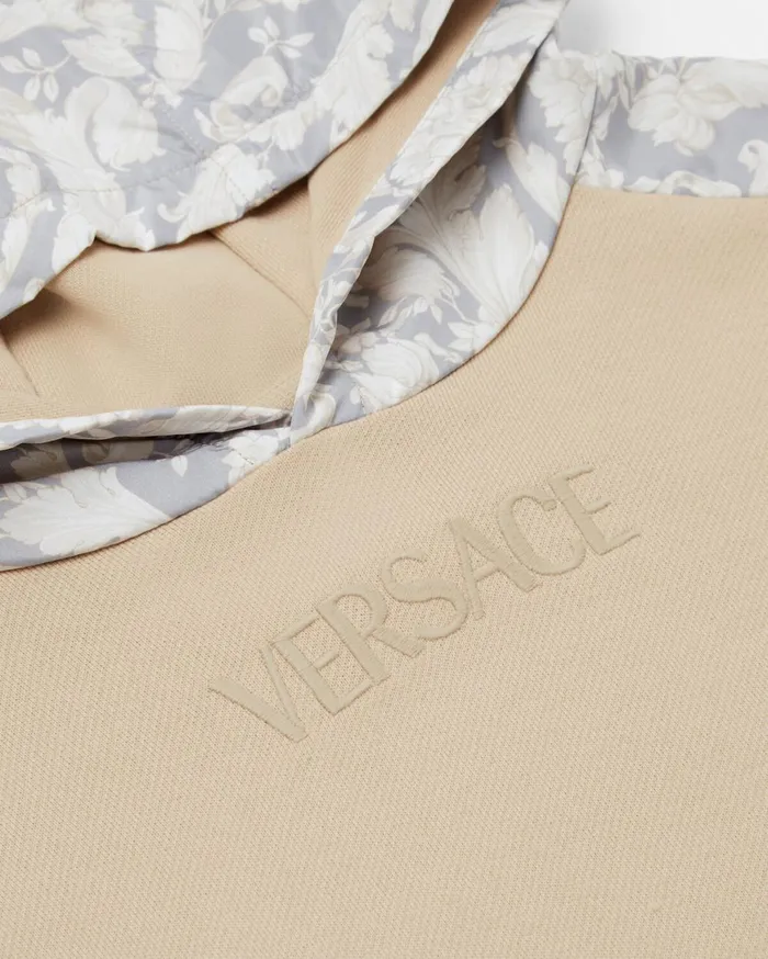Knitwear and Sweatshirts Kids Versace Barocco Baby Paneled Hoodie Beigeprint