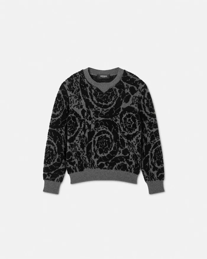 Knitwear and Sweatshirts Kids Versace Barocco Jacquards Sweater Gray