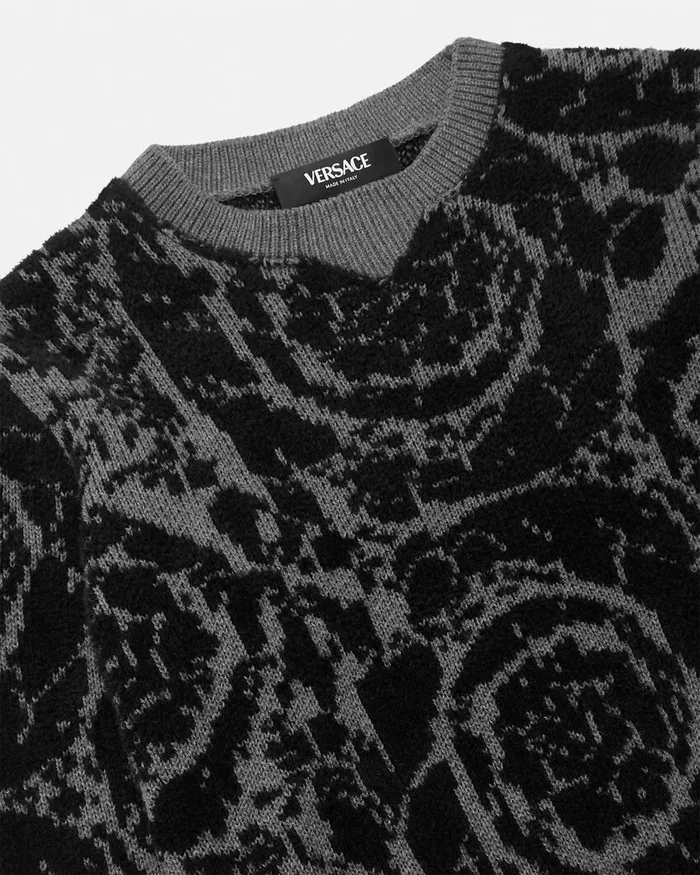 Knitwear and Sweatshirts Kids Versace Barocco Jacquards Sweater Gray