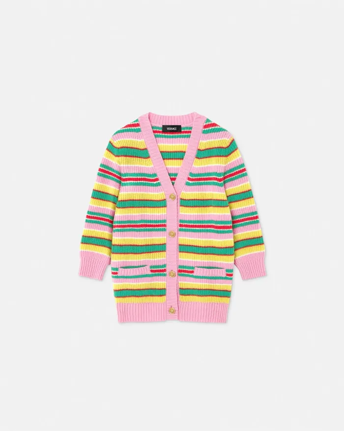 Knitwear and Sweatshirts Kids Versace Striped CableKnit Cardigan Print