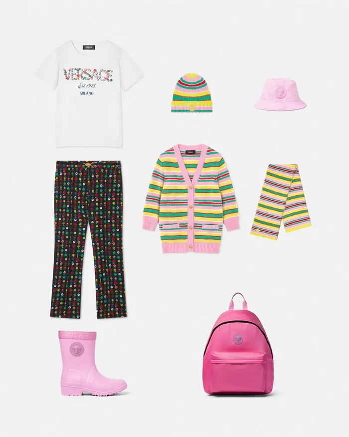 Knitwear and Sweatshirts Kids Versace Striped CableKnit Cardigan Print