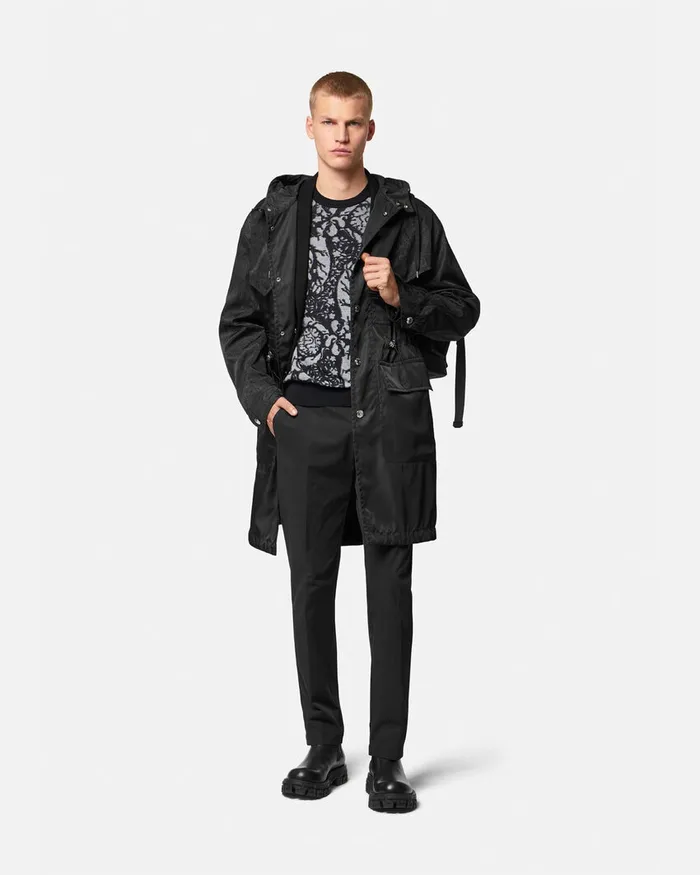 Knitwear Men Versace Barocco Silhouette Vanis Sweater Blacksilver
