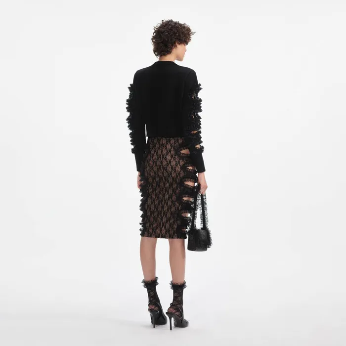 Knitwear Women Self Portrait Black Cut Out Lace Detail Jumper Black