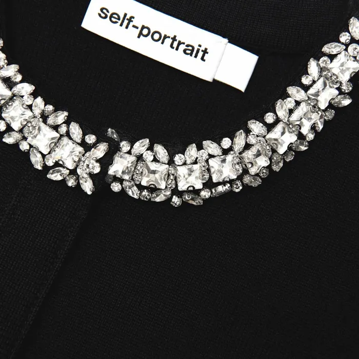 Knitwear Women Self Portrait Black Embellished Cardigan