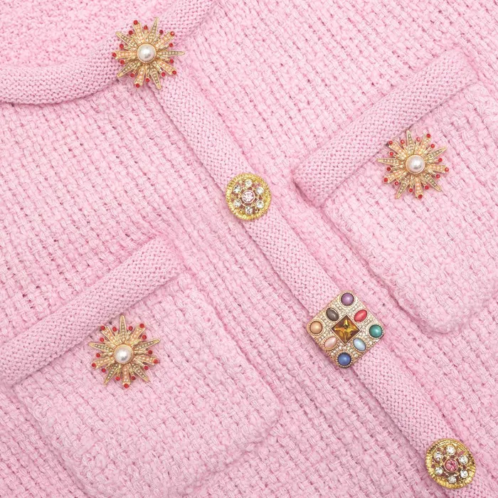 Knitwear Women Self Portrait Pink Jewel Button Knit Top