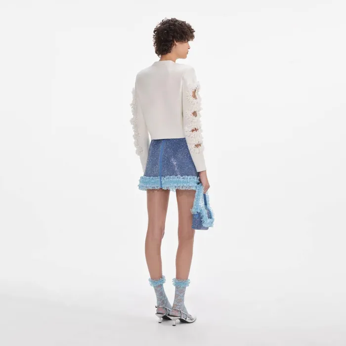 Knitwear Women Self Portrait White Cut Out Lace Detail Cardigan White