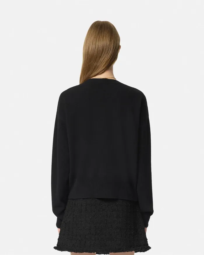 Knitwear Women Versace CashmereBlend Knit Boxy Sweater Black