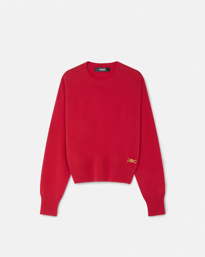 Knitwear Women Versace CashmereBlend Knit Boxy Sweater Red