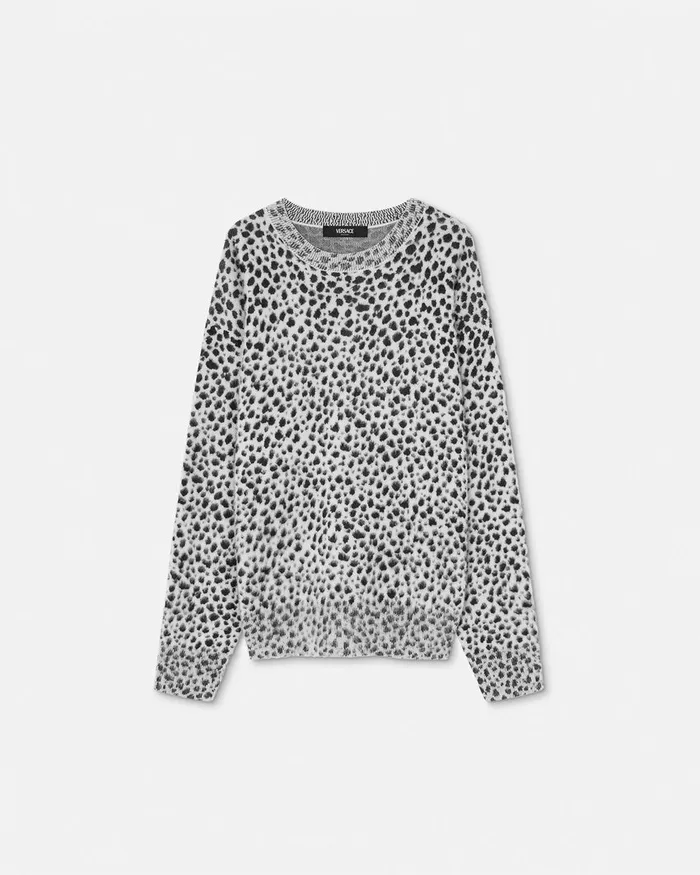 Knitwear Women Versace Dalmatian WoolBlend Oversize Sweater Blackwhite