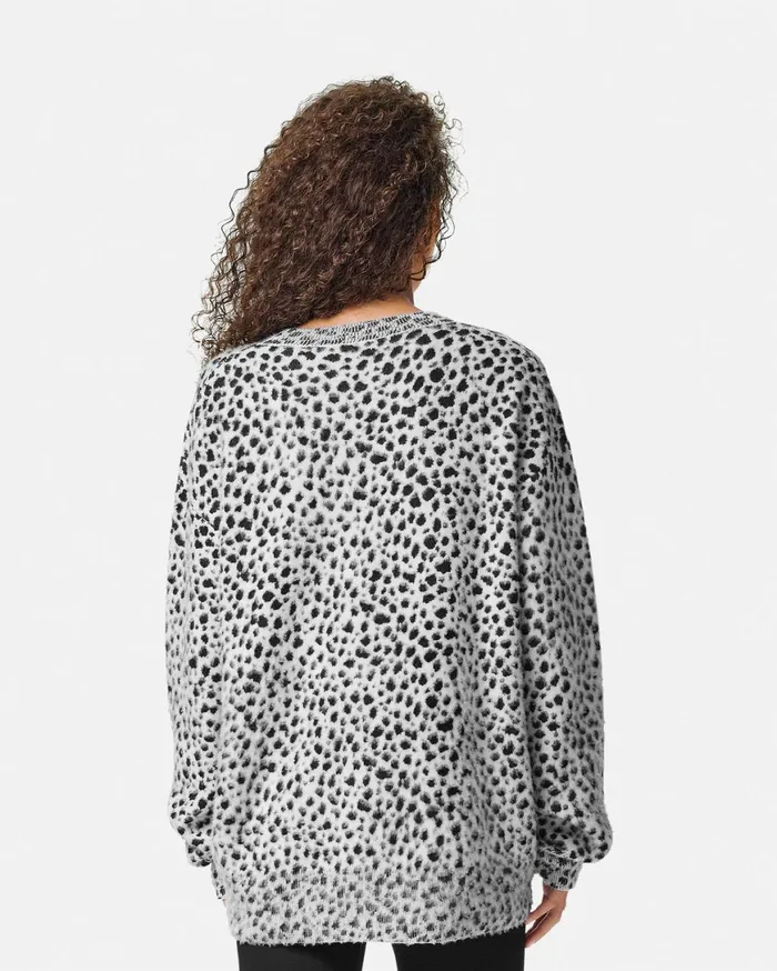Knitwear Women Versace Dalmatian WoolBlend Oversize Sweater Blackwhite