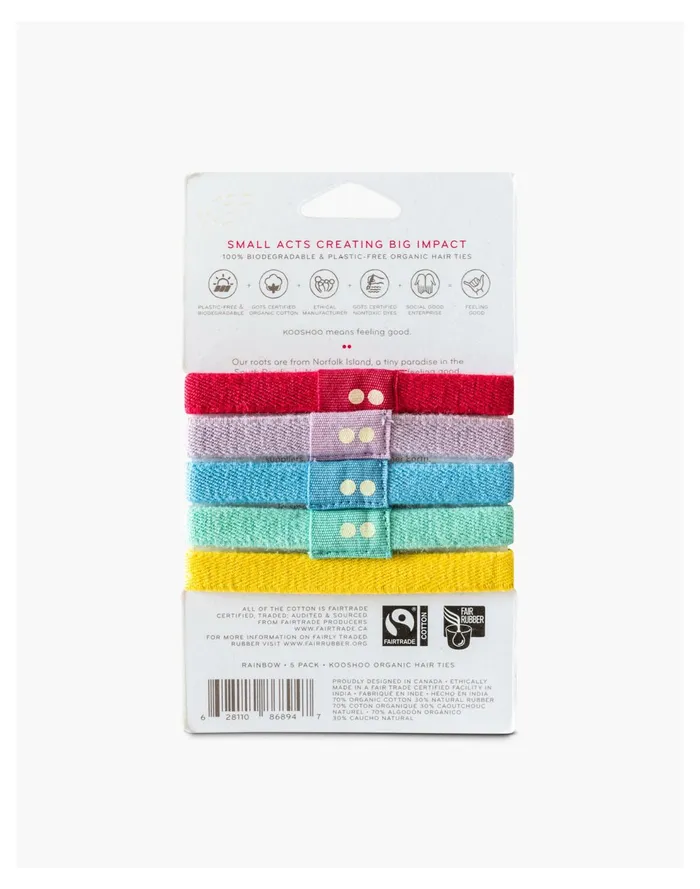 KOOSHOO Five Pack Plastic Free Organic Cotton Hair Ties Multi Women Madewell Hair Accessories