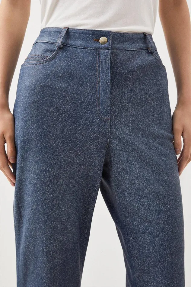 Leather Denim Print 5 Pocket Trousers Denim Women Karen Millen Denim