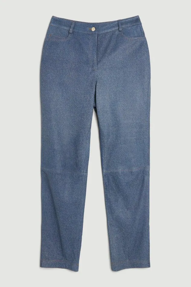 Leather Denim Print 5 Pocket Trousers Denim Women Karen Millen Denim