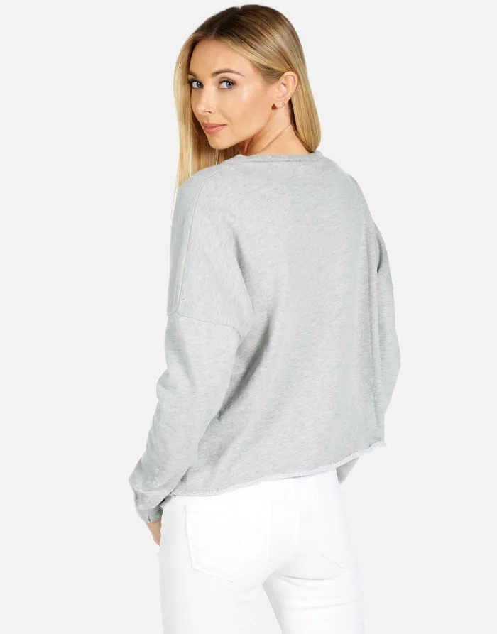 Lee Kiss Face Heather Grey Women039s Lauren Moshi Long Sleeve