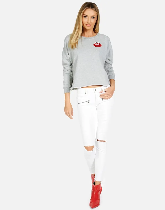 Lee Kiss Face Heather Grey Women039s Lauren Moshi Long Sleeve