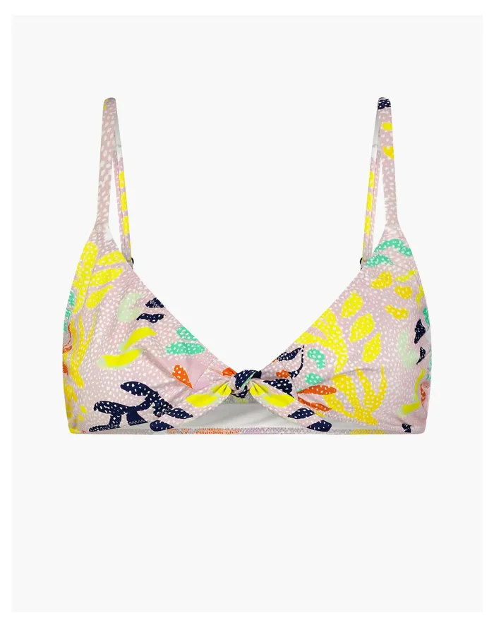 Lemlem Reef Tie Front Top Pink Multi Women Madewell Swim