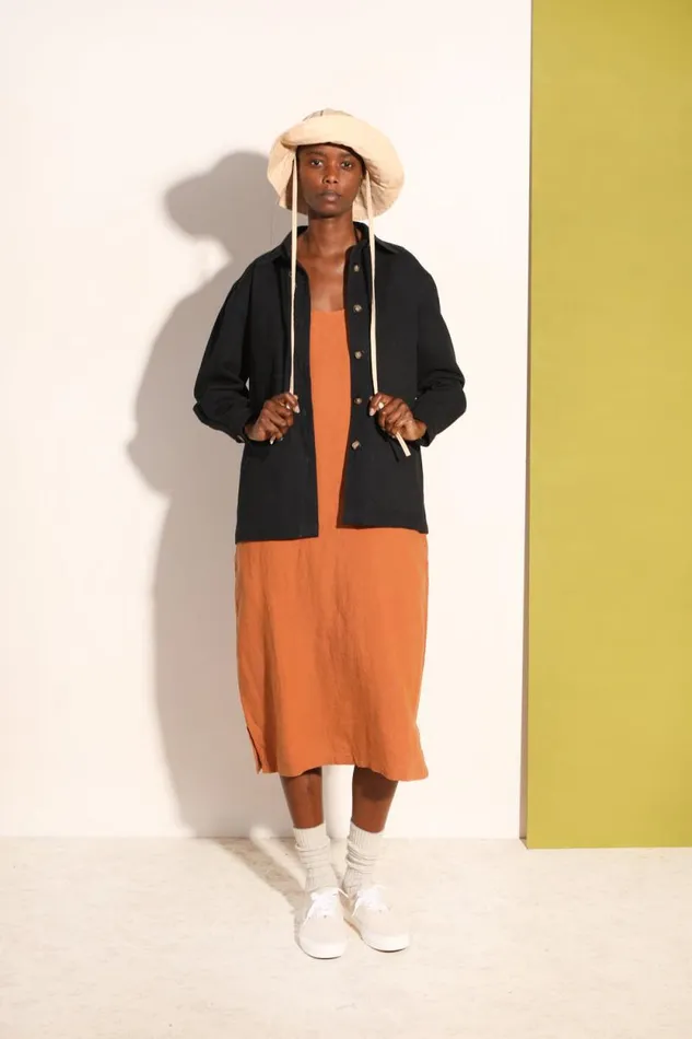 LF Markey Dresses Women Basic Linen Shift Chestnut