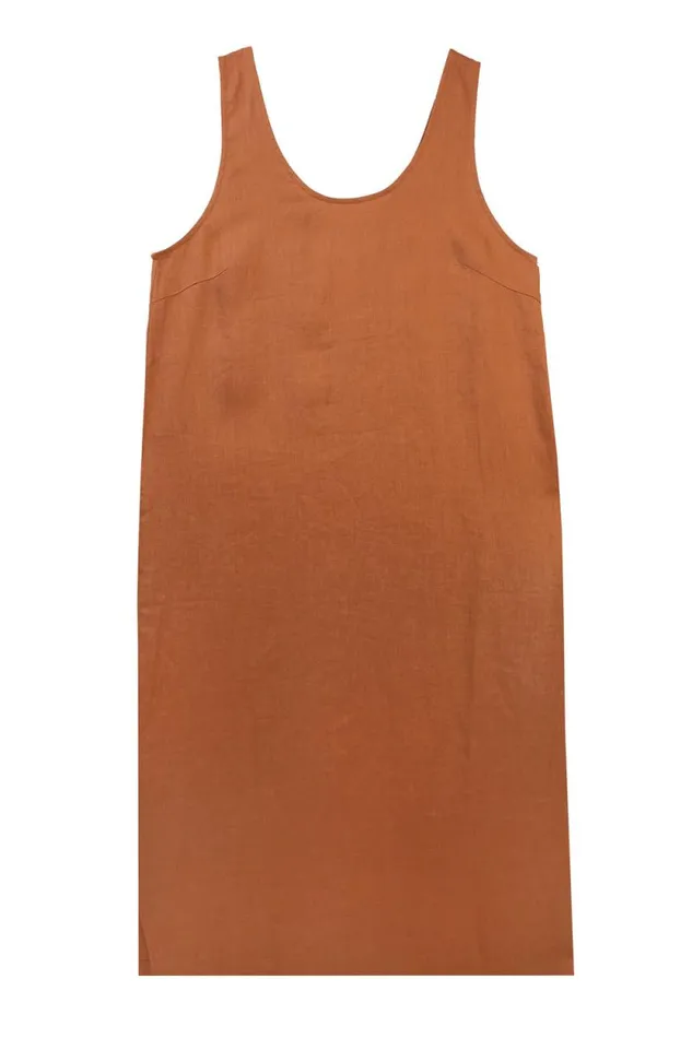 LF Markey Dresses Women Basic Linen Shift Chestnut