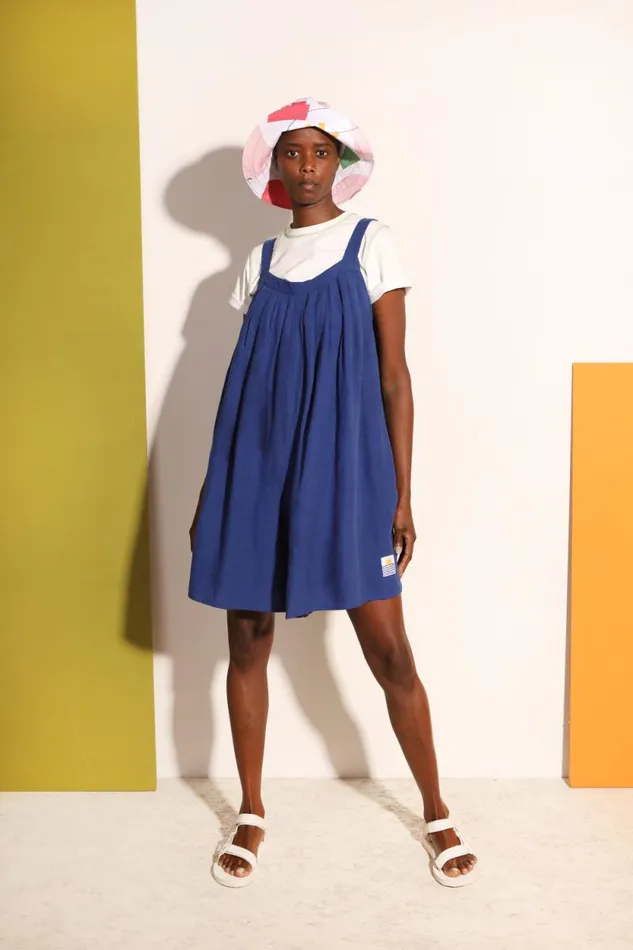 LF Markey Dungarees Women Basic Linen Romper Cobalt