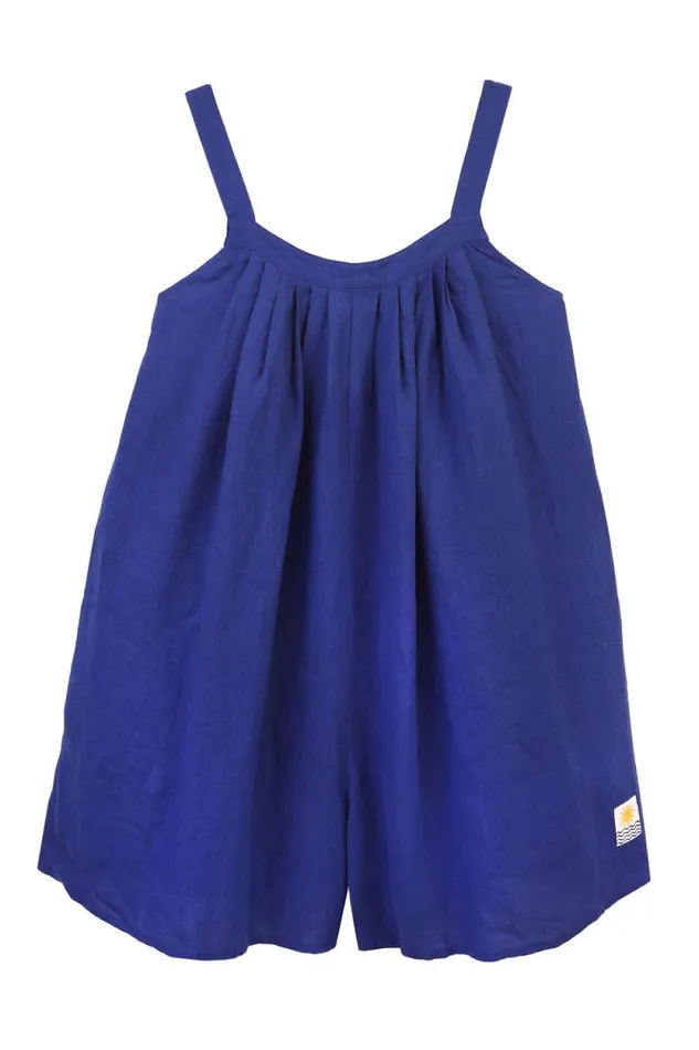 LF Markey Dungarees Women Basic Linen Romper Cobalt