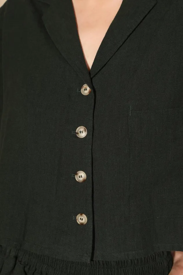LF Markey Tops Women Maxim Linen Shirt Forest Green