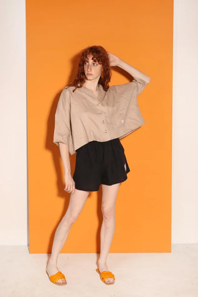 LF Markey Tops Women Maxim Linen Shirt Mushroom