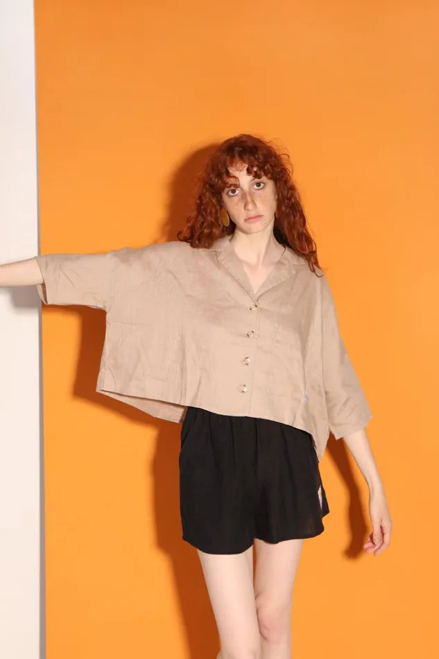 LF Markey Tops Women Maxim Linen Shirt Mushroom