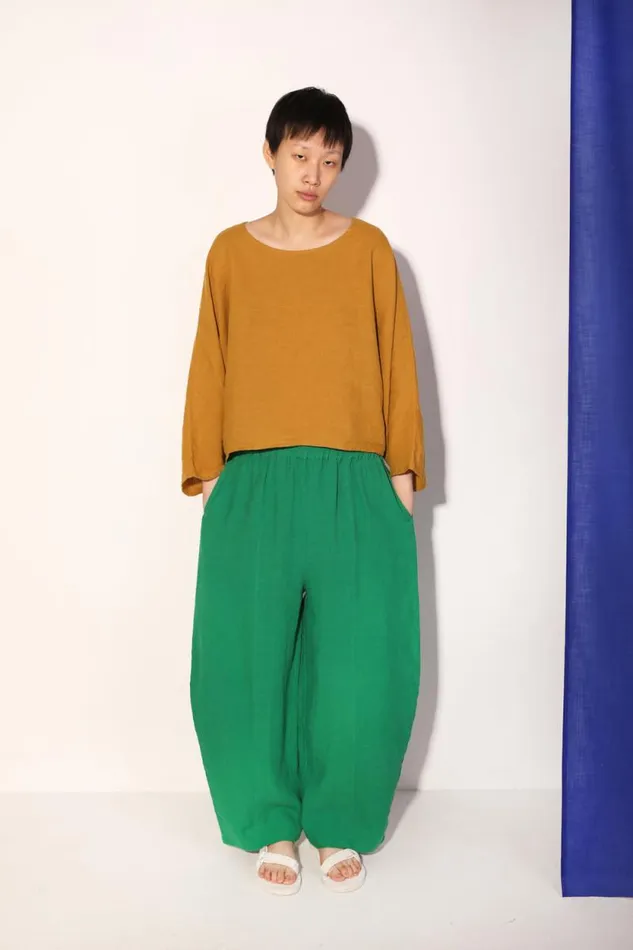 LF Markey Trousers Women Basic Linen Trouser Grass