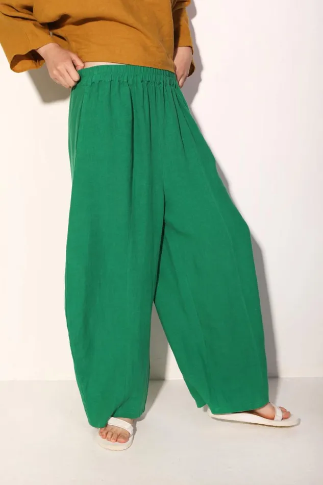 LF Markey Trousers Women Basic Linen Trouser Grass
