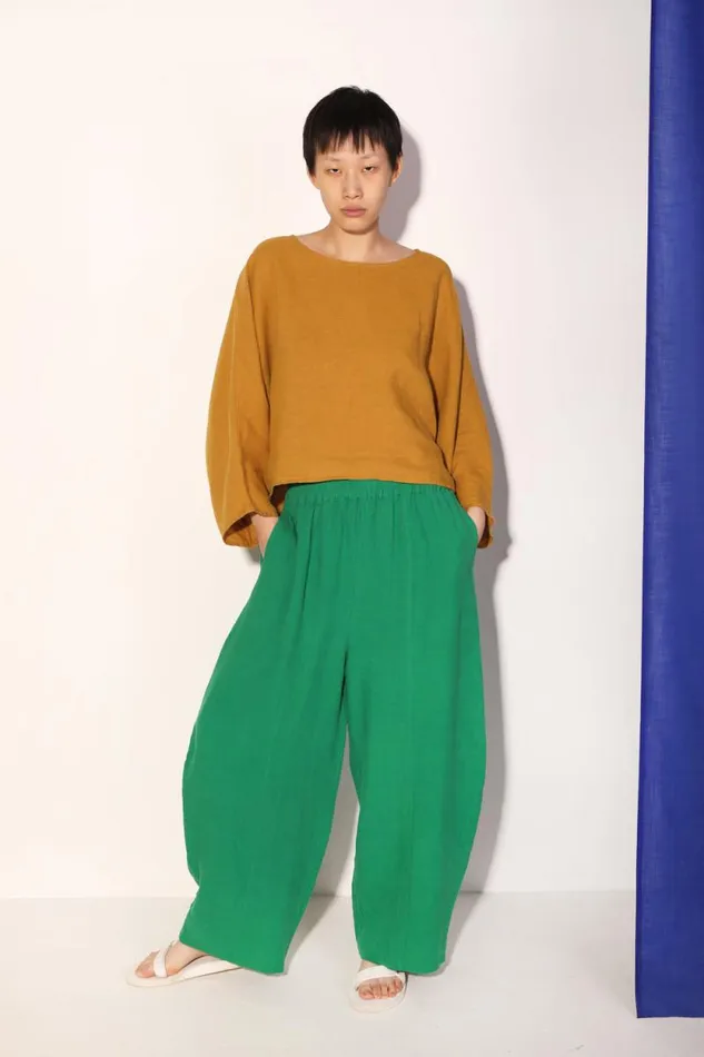 LF Markey Trousers Women Basic Linen Trouser Grass