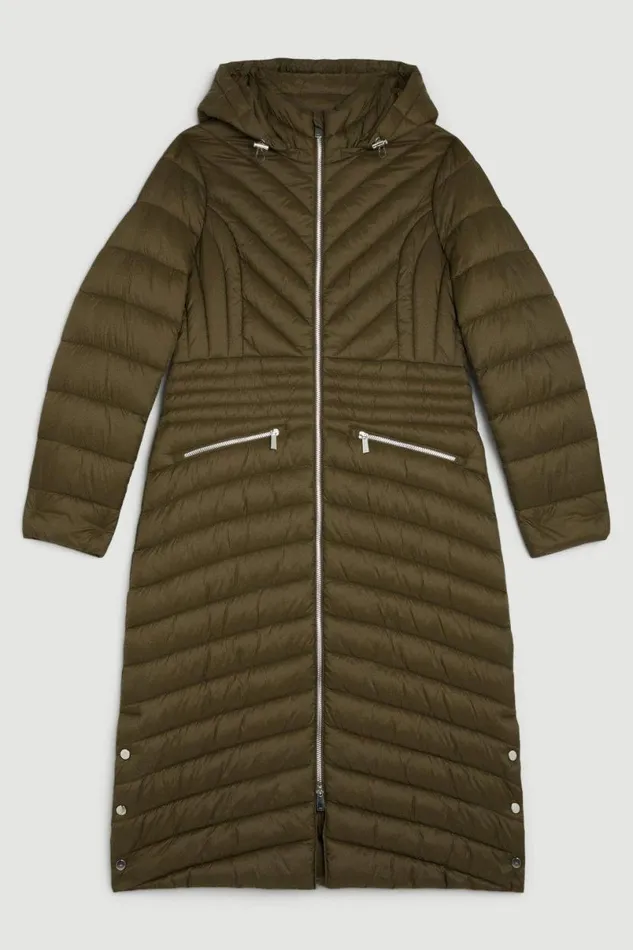 Lightweight Knee Length Packable Coat Khaki Women Karen Millen Coats and Jackets