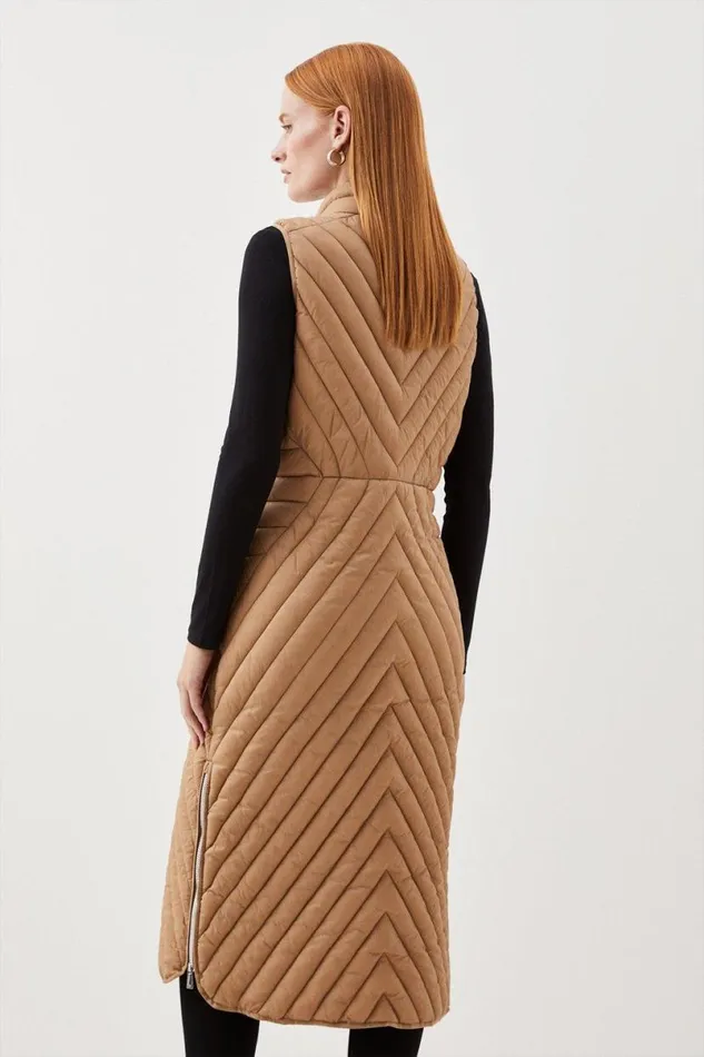 Lightweight Longline Knee Length Gilet Neutral Women Karen Millen Coats and Jackets