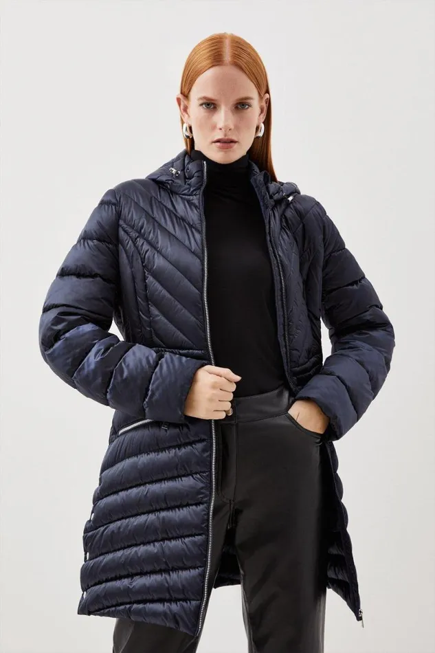 Lightweight Packable Coat Navy Women Karen Millen Coats and Jackets