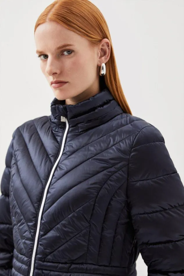 Lightweight Packable Coat Navy Women Karen Millen Coats and Jackets