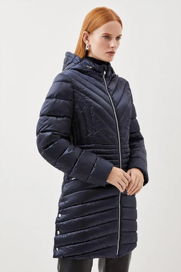 Lightweight Packable Coat Navy Women Karen Millen Coats and Jackets