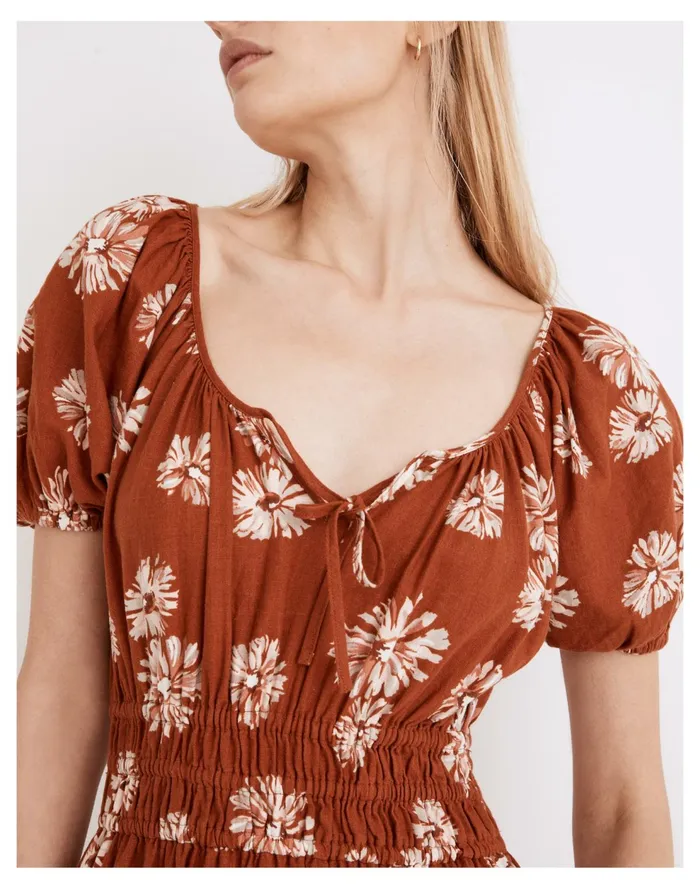 Linen Blend Sophia Midi Dress Rusty Torch Women Madewell Dresses
