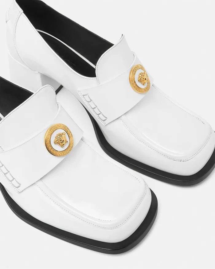 Loafers and Flats Women Versace Alia Patent Loafer Pumps 55 Mm White