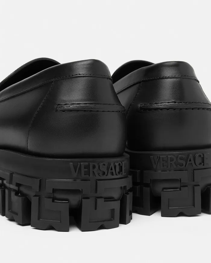 Loafers and Slippers Men Versace Greca Portico Loafers Blackgold