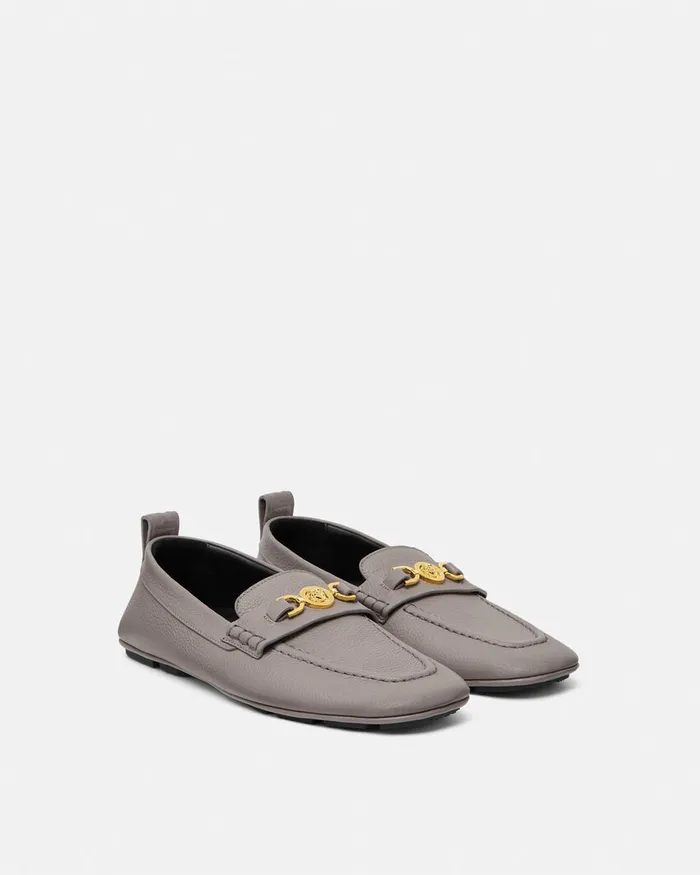 Loafers and Slippers Men Versace Villa Driver Shoes Gray